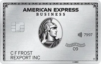 American Express Business Platinum metal credit card on a white background.