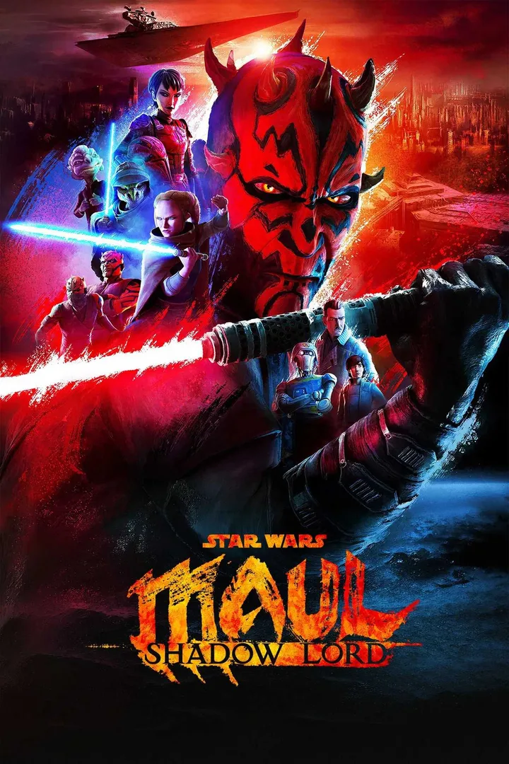 Illustrated promotional poster for Star Wars: Maul — Shadow Lord featuring Darth Maul and multiple characters.