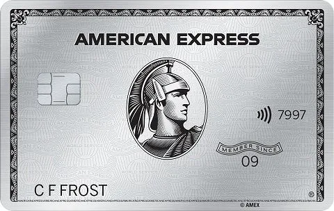 American Express Platinum credit card, metallic silver with centurion emblem, on white background.