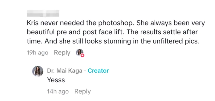 Screenshot of social media comments discussing Kris Jenner's appearance and photoshop use.