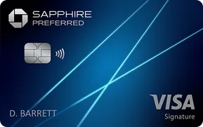 Chase Sapphire Preferred Visa credit card, dark blue, product shot on white background.