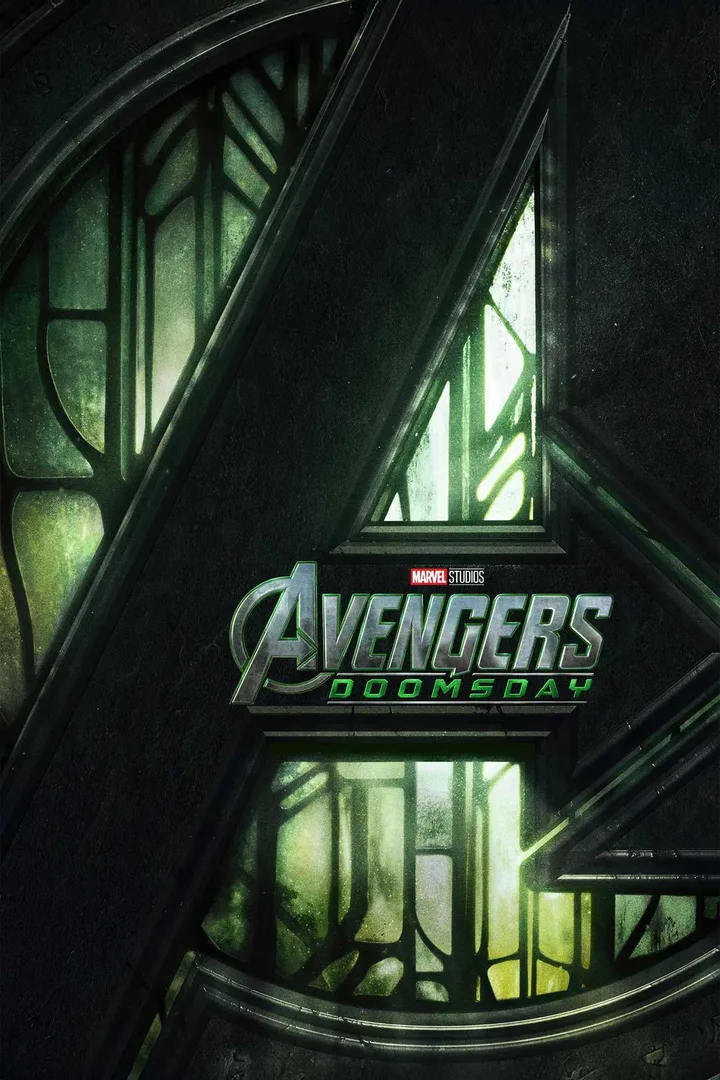 Official Avengers: Doomsday movie poster featuring the dark green Avengers logo on a black background.